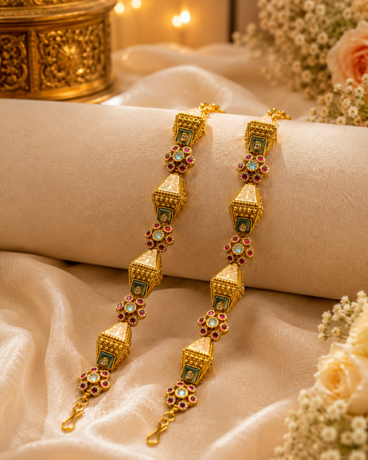 Royal Antique Meenakari Gajra Bangle Set (pair)
