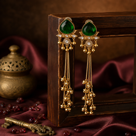 Kashmiri Green Earrings