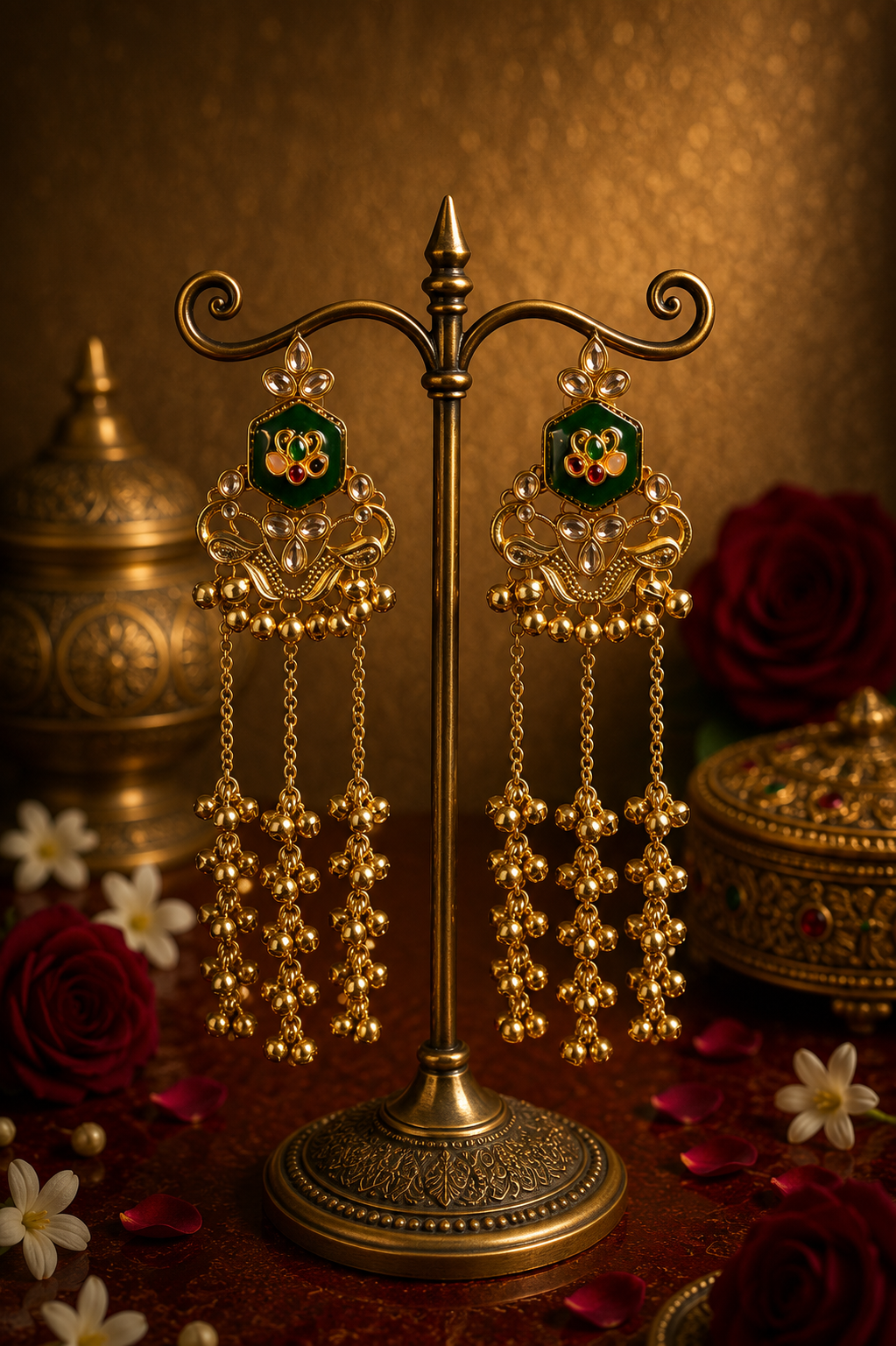 Rashida Gold Kashmiri Earrings