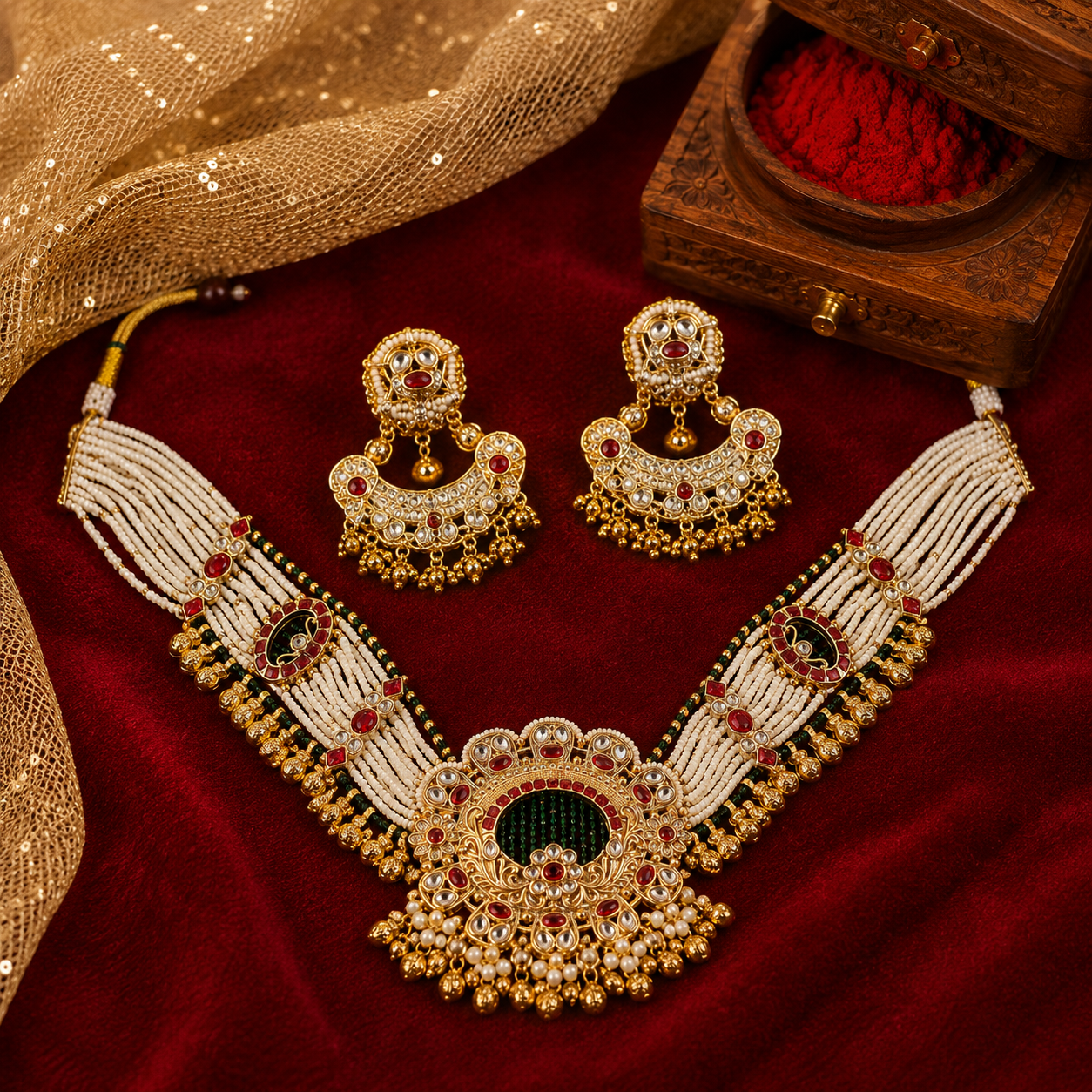 Mansi Heritage Necklace set with Earings