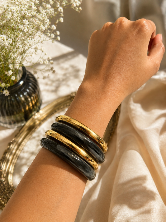 Stack Resin and Gold Bracelet