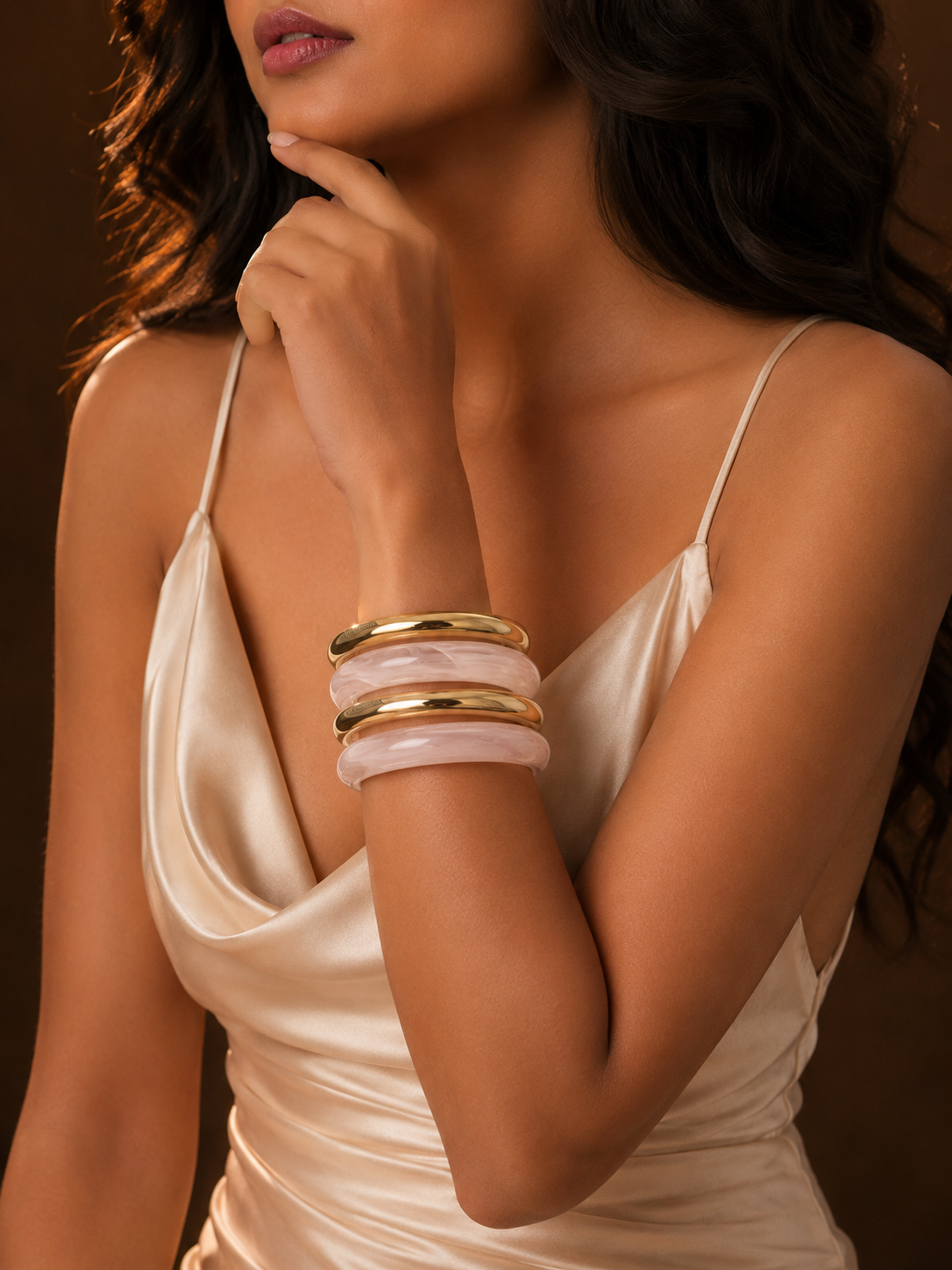 Chunky Resin and Gold Bracelet stack