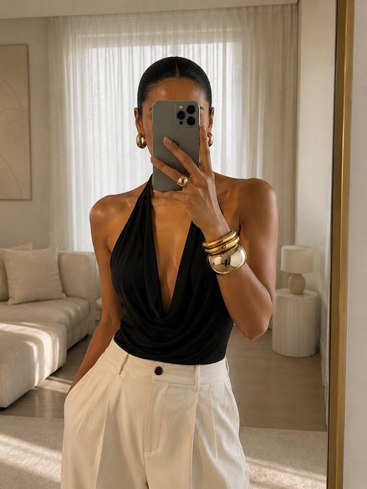Chunky Golden Bangle Stack Bracelet