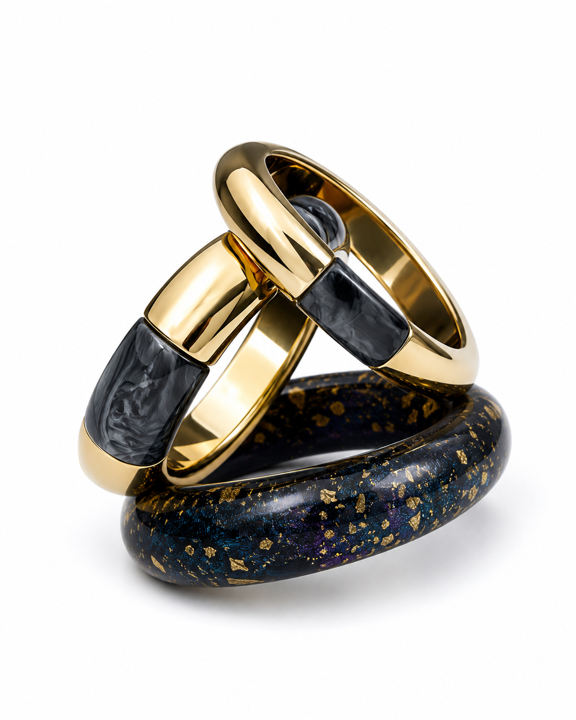 Chunky Resin And Gold Stack Bracelet
