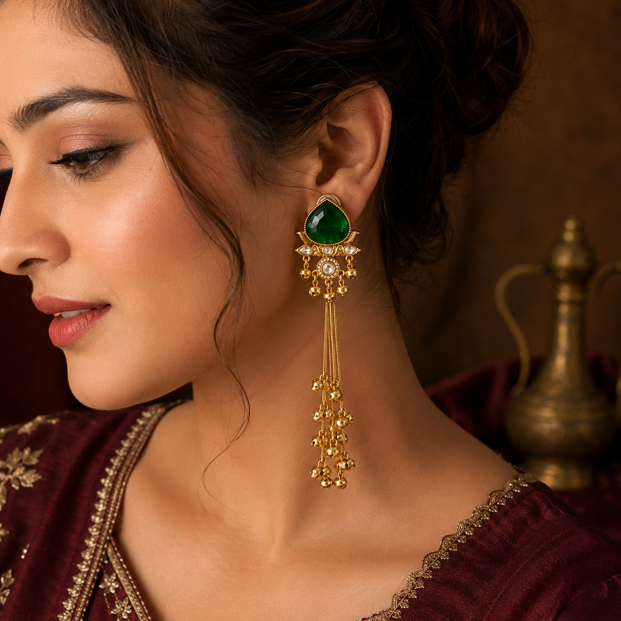 Kashmiri Green Earrings