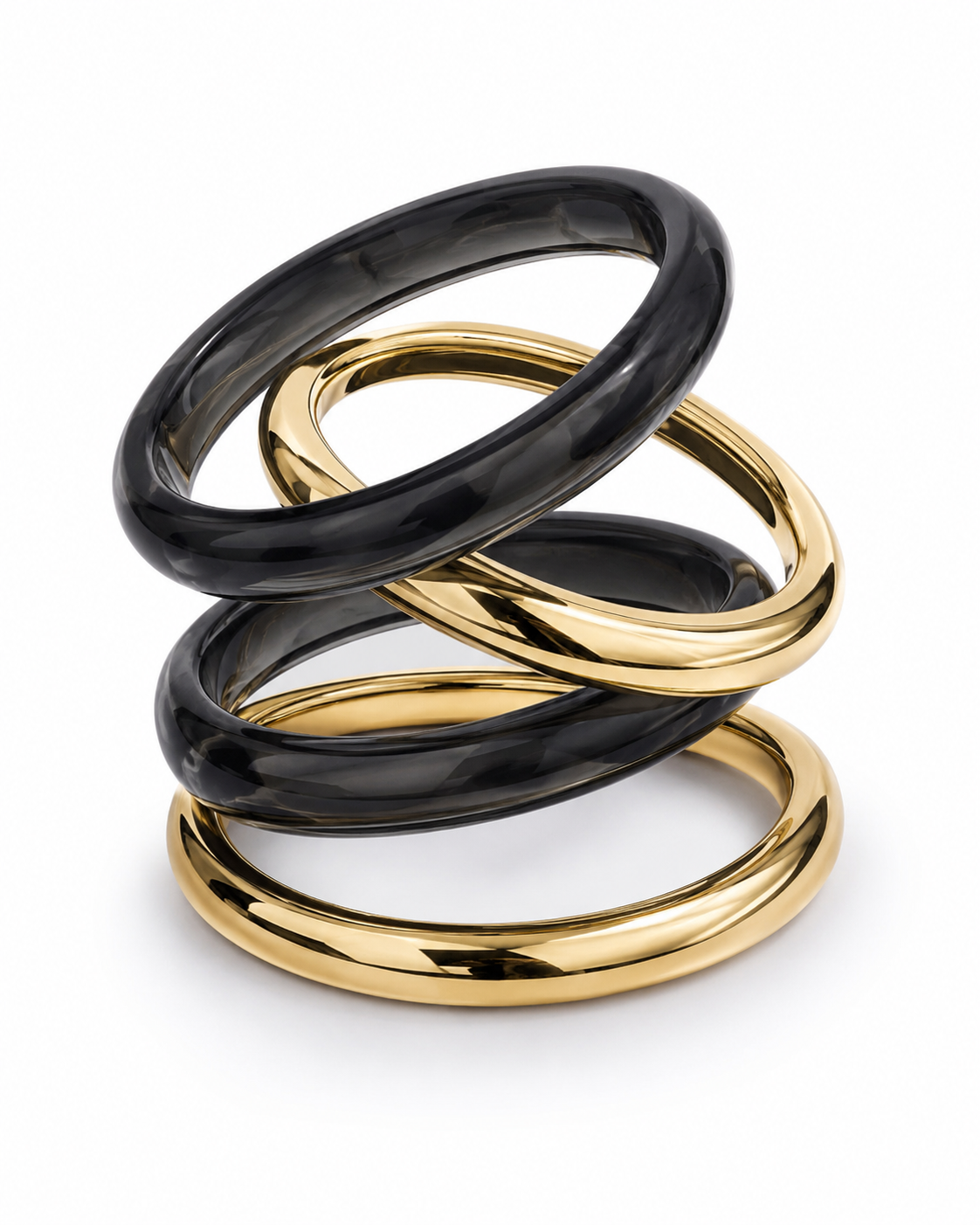 Chunky Resin And Gold Bracelet Stack