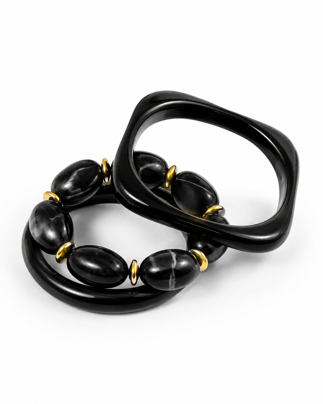 Chunky Resin and Gold Stack  Bracelet