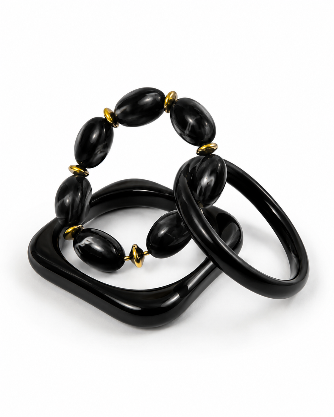 Chunky Resin and Gold Stack  Bracelet