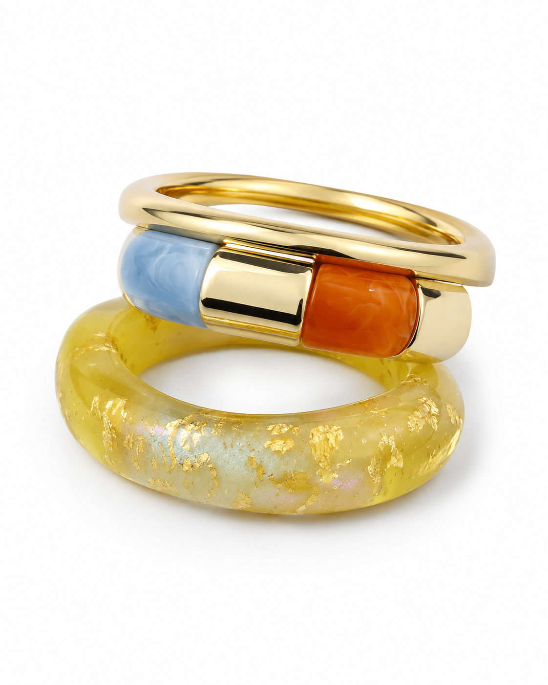 Chunky Resin and Gold Stack Bracelet