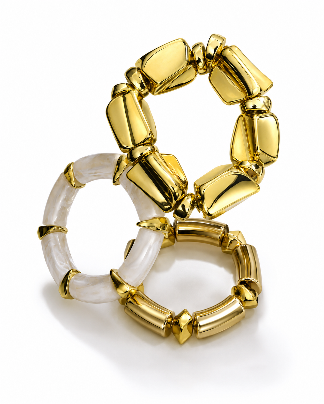 Chunky Resin and Gold stack Bracelet