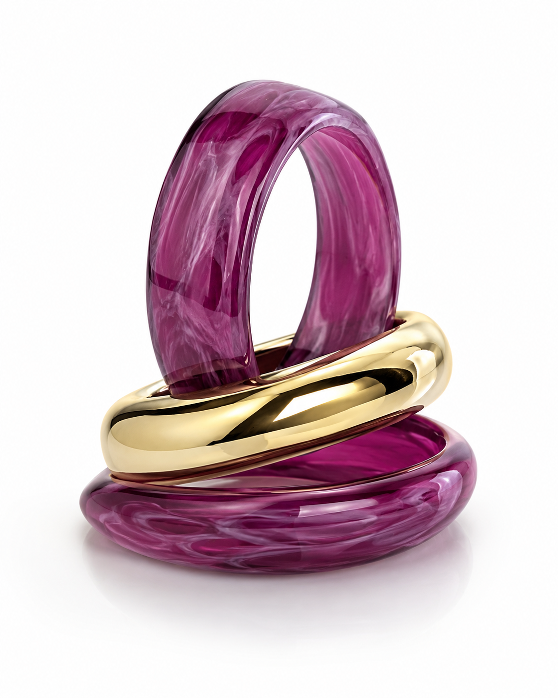 Chunky Resin And Gold Stack Bracelet