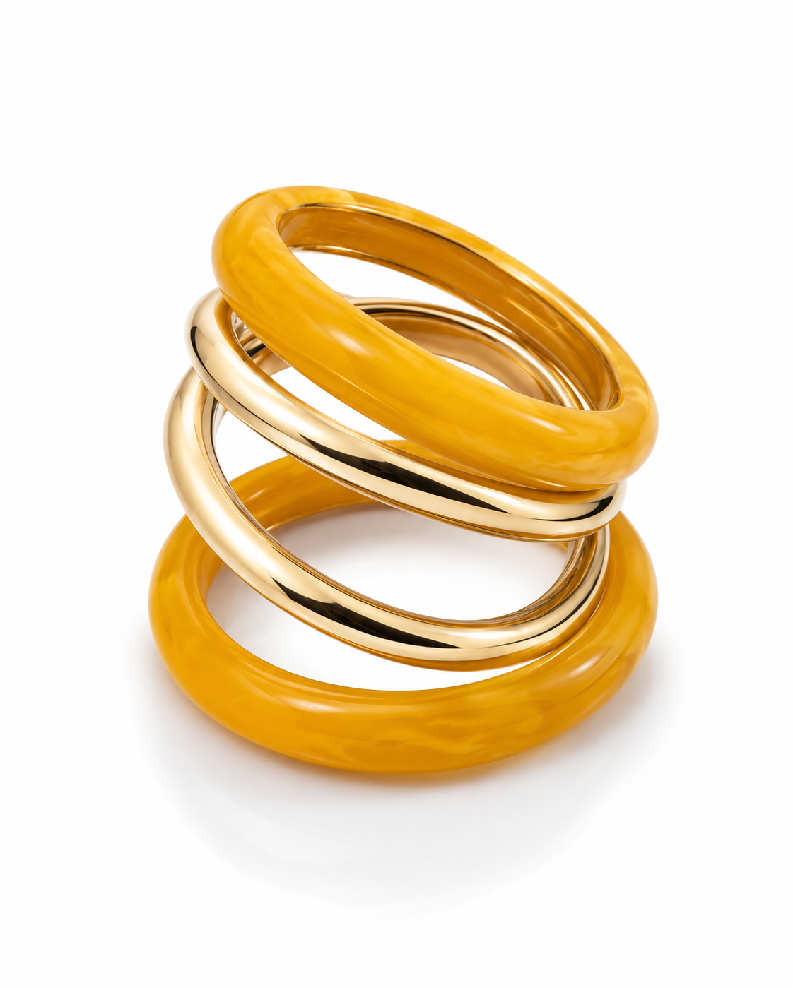 Chunky Resin and Gold Stack Bracelet