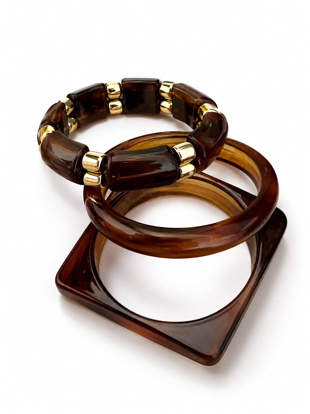 Chunky Resin and gold stack Bracelet