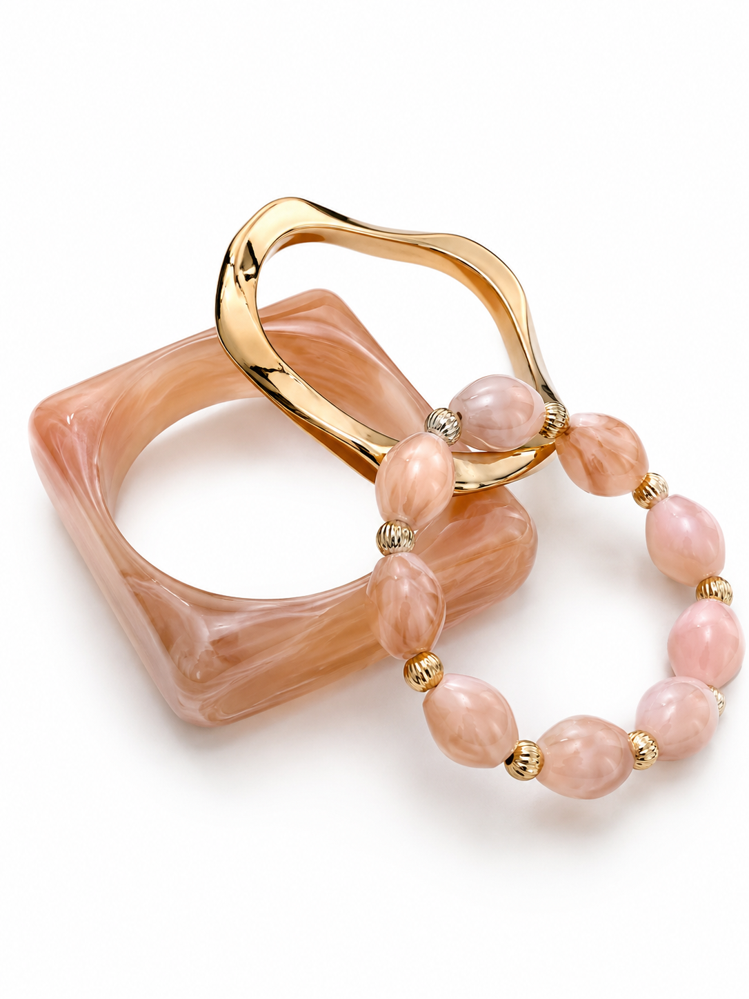 Chunky Resin and Gold Stack Bracelet