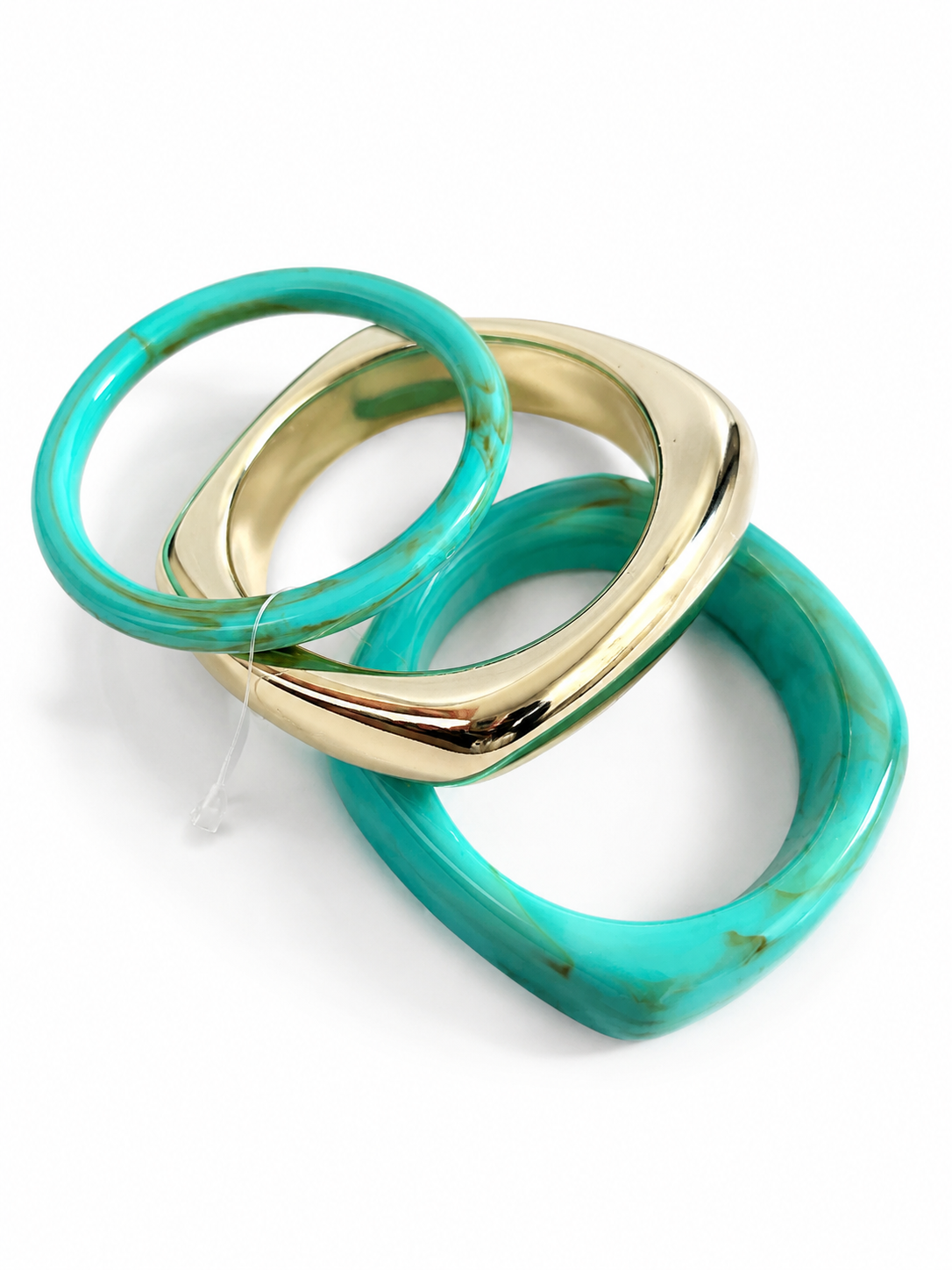 Chunky Resin and Gold Stack Bracelet