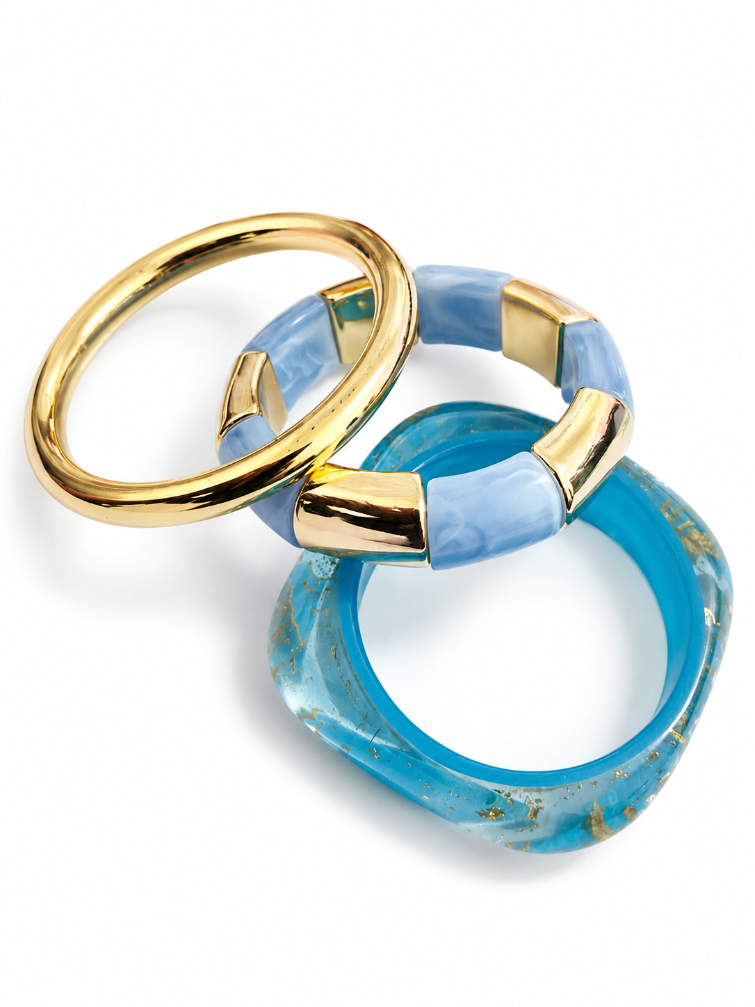 Chunky Resin and Gold Stack Bracelet