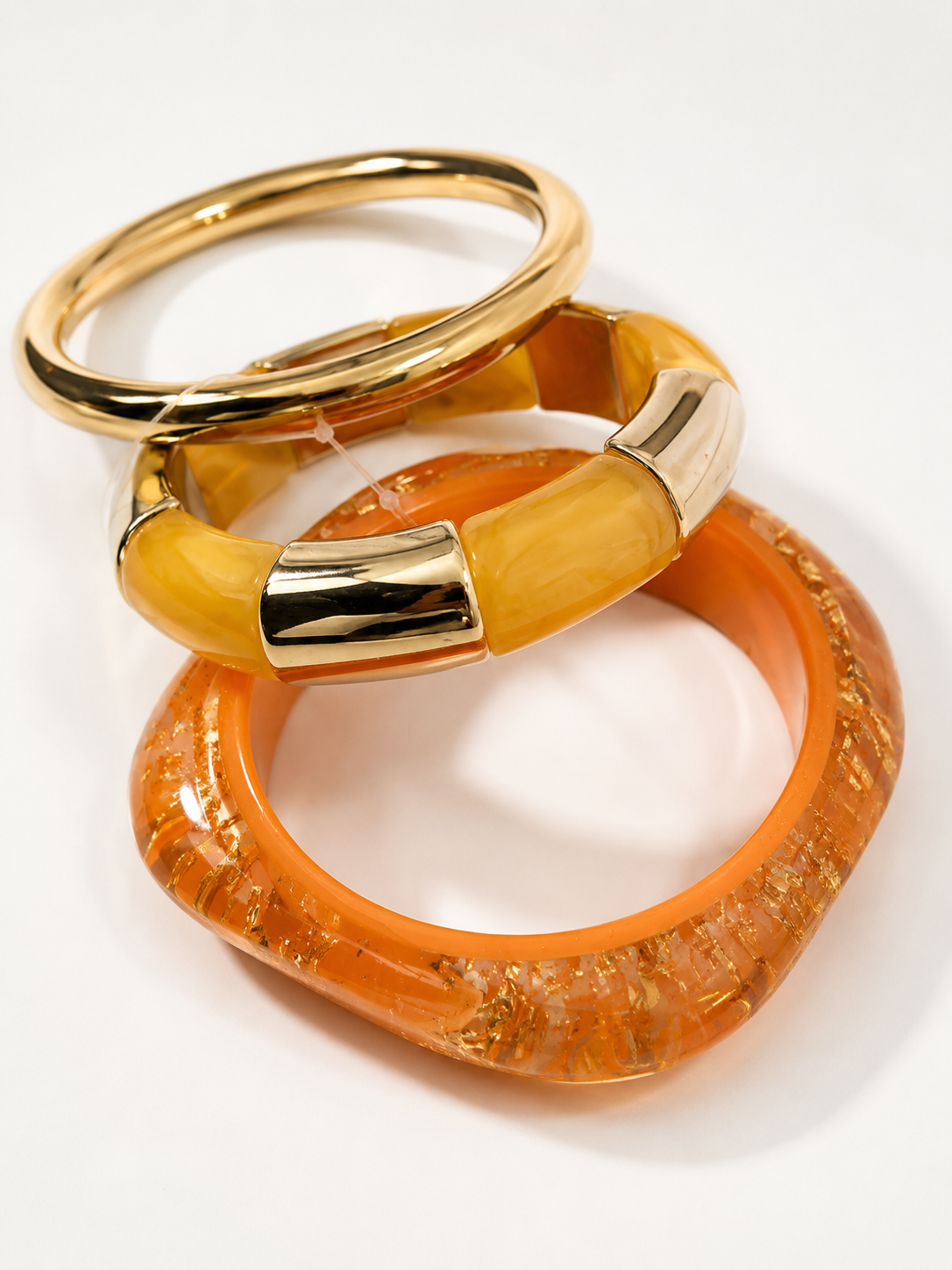 Chunky Resin and gold Stack Bracelet