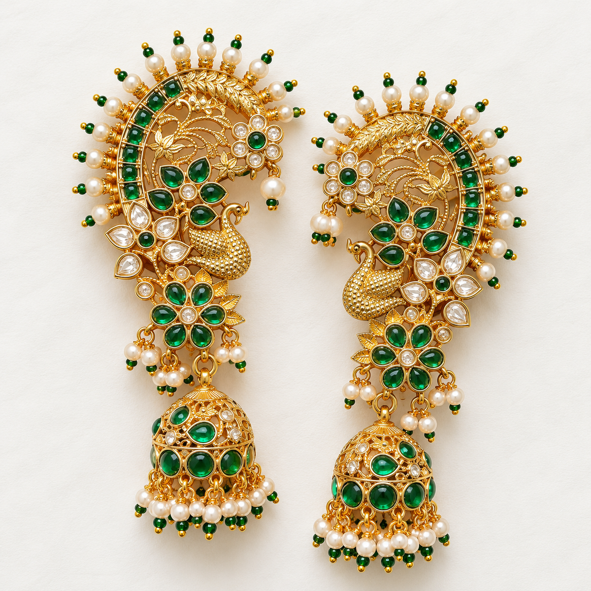 Premium Emerald Peacock Ear-Cuff