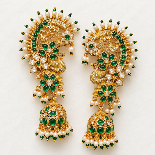Premium Emerald Peacock Ear-Cuff