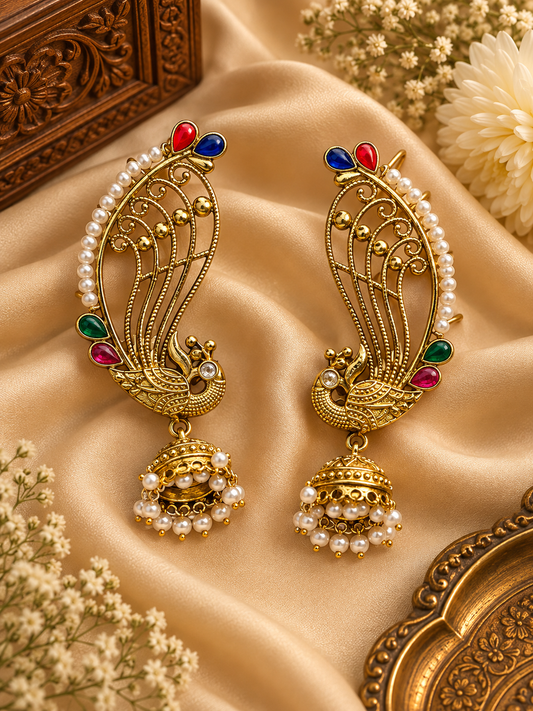 Pea-cock Ear-Cuff