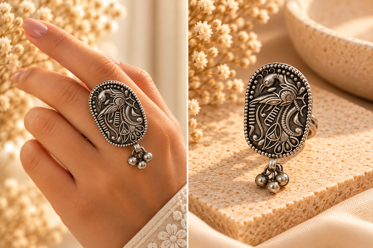 German Silver Oxidised RIngs