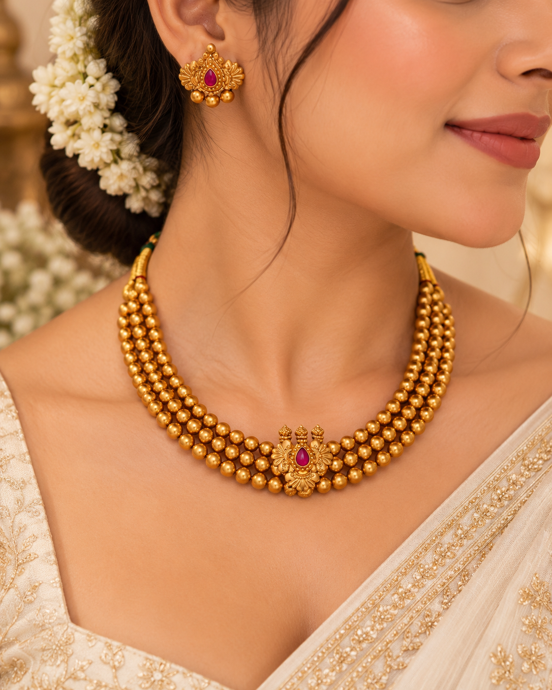 Ashtapailu Kanthi Necklace with Studs