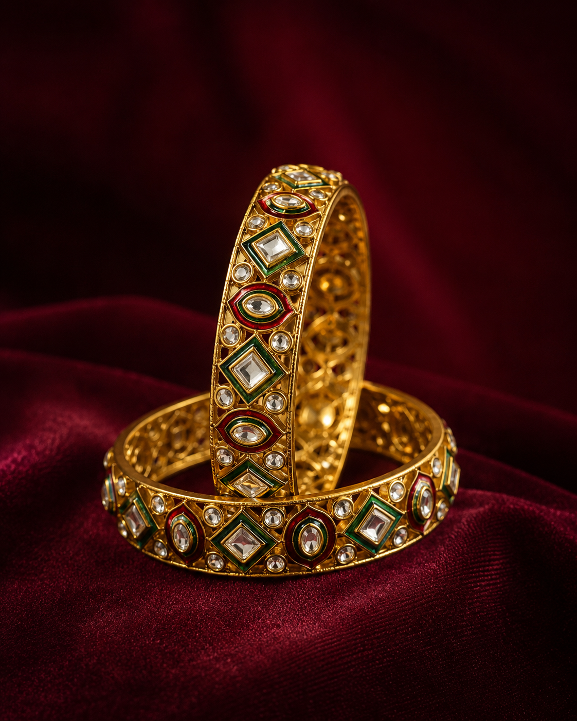 Royal polki kundan Bangles (set of 2 )