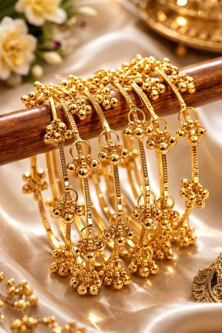 Golden Kashmiri Bangles set of 8 Bangles
