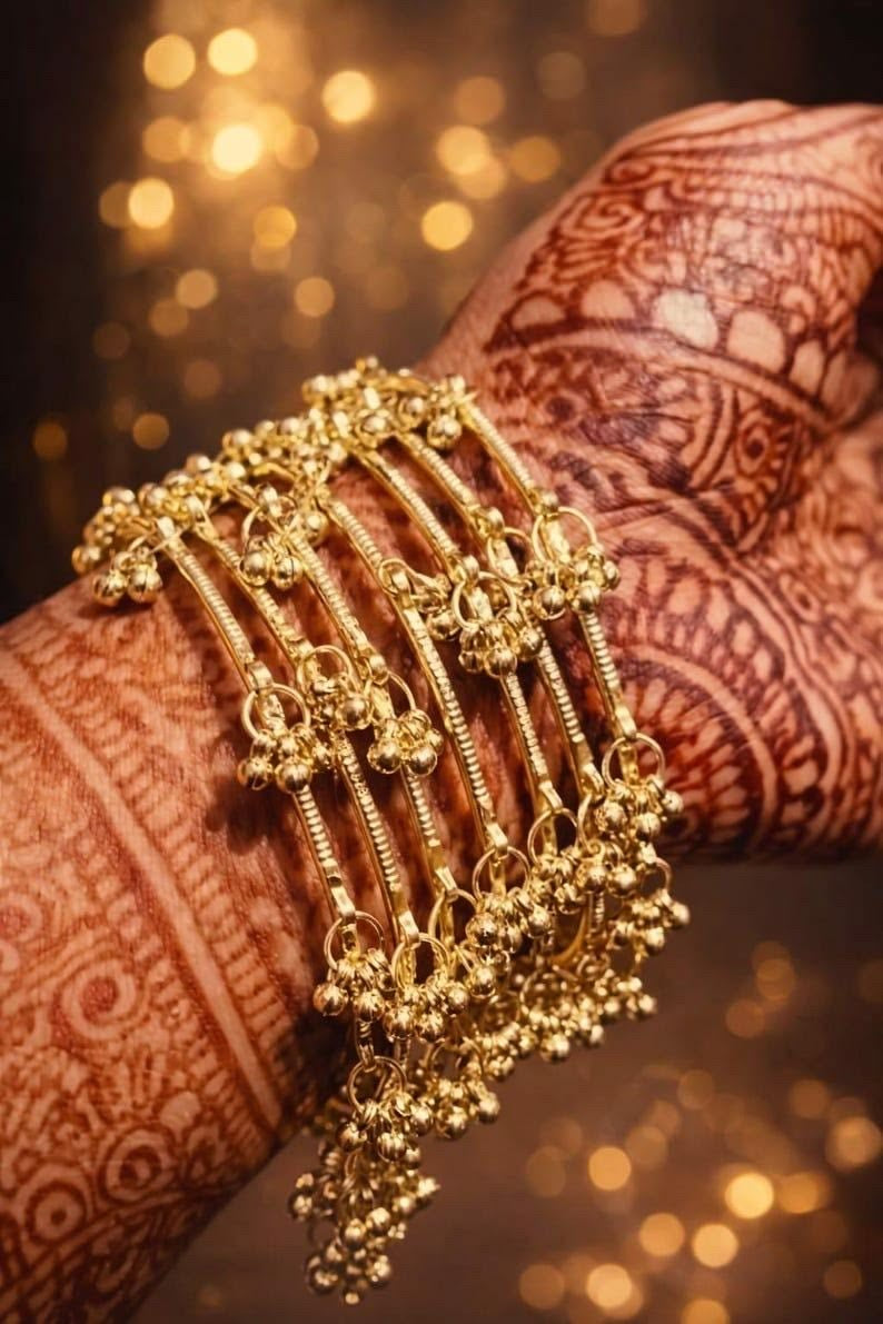 Golden Kashmiri Bangles set of 8 Bangles