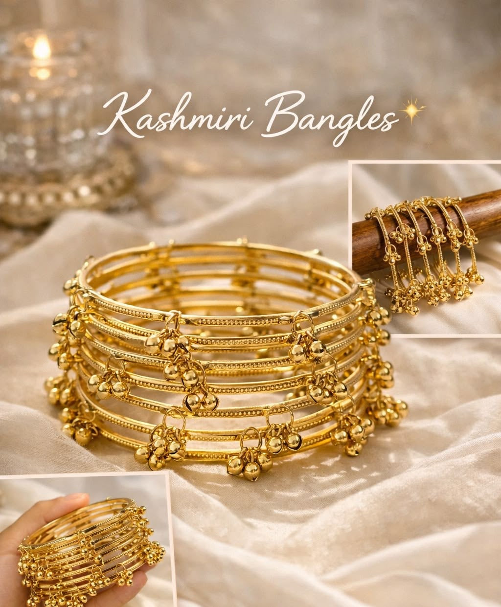 Golden Kashmiri Bangles set of 8 Bangles