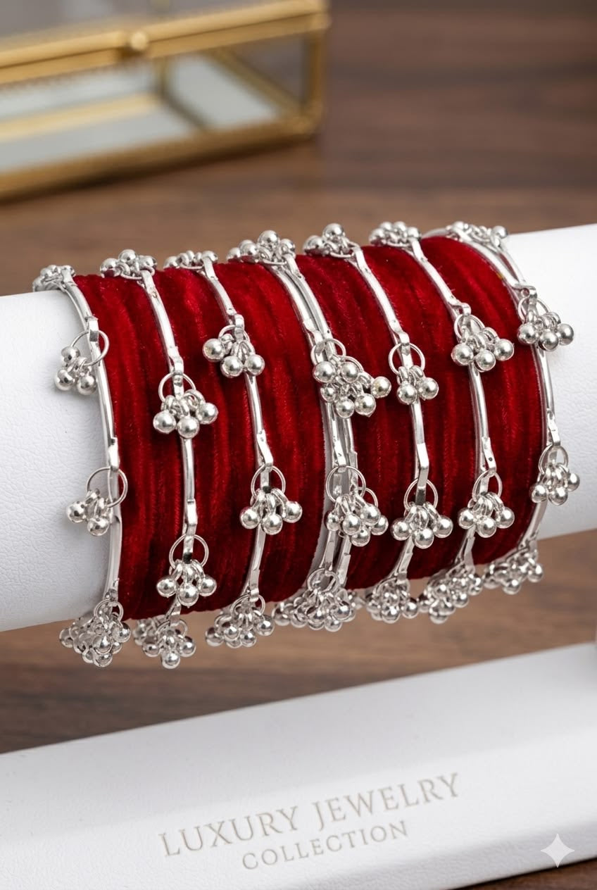 Kashmiri Silver Bangles set of 8 bangles