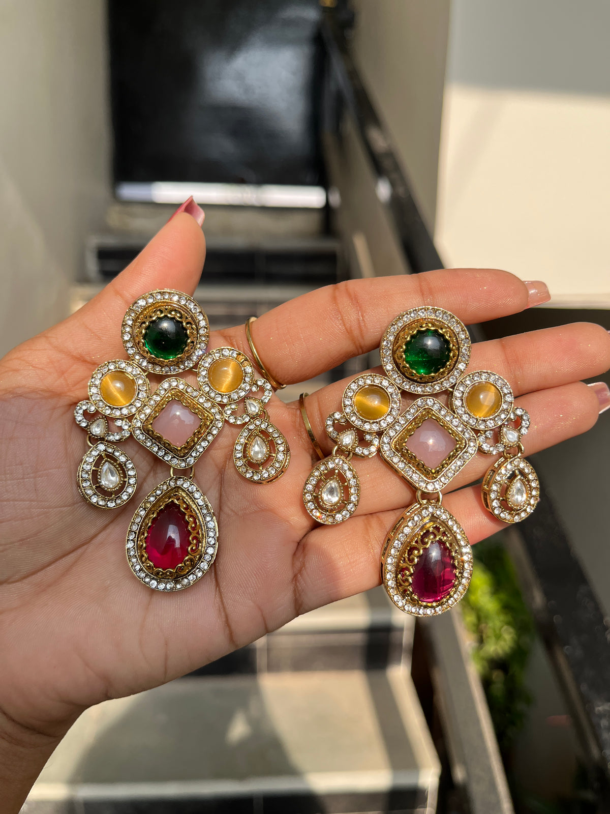 Multi Narzika  Premium Sabya Inspired Necklace Set with Earring & Teeka