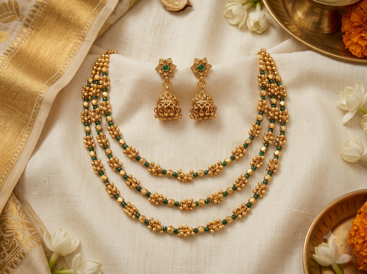 Ashtapailu Necklace with Jhumki