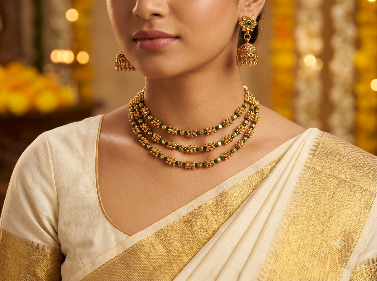 Ashtapailu Necklace with Jhumki