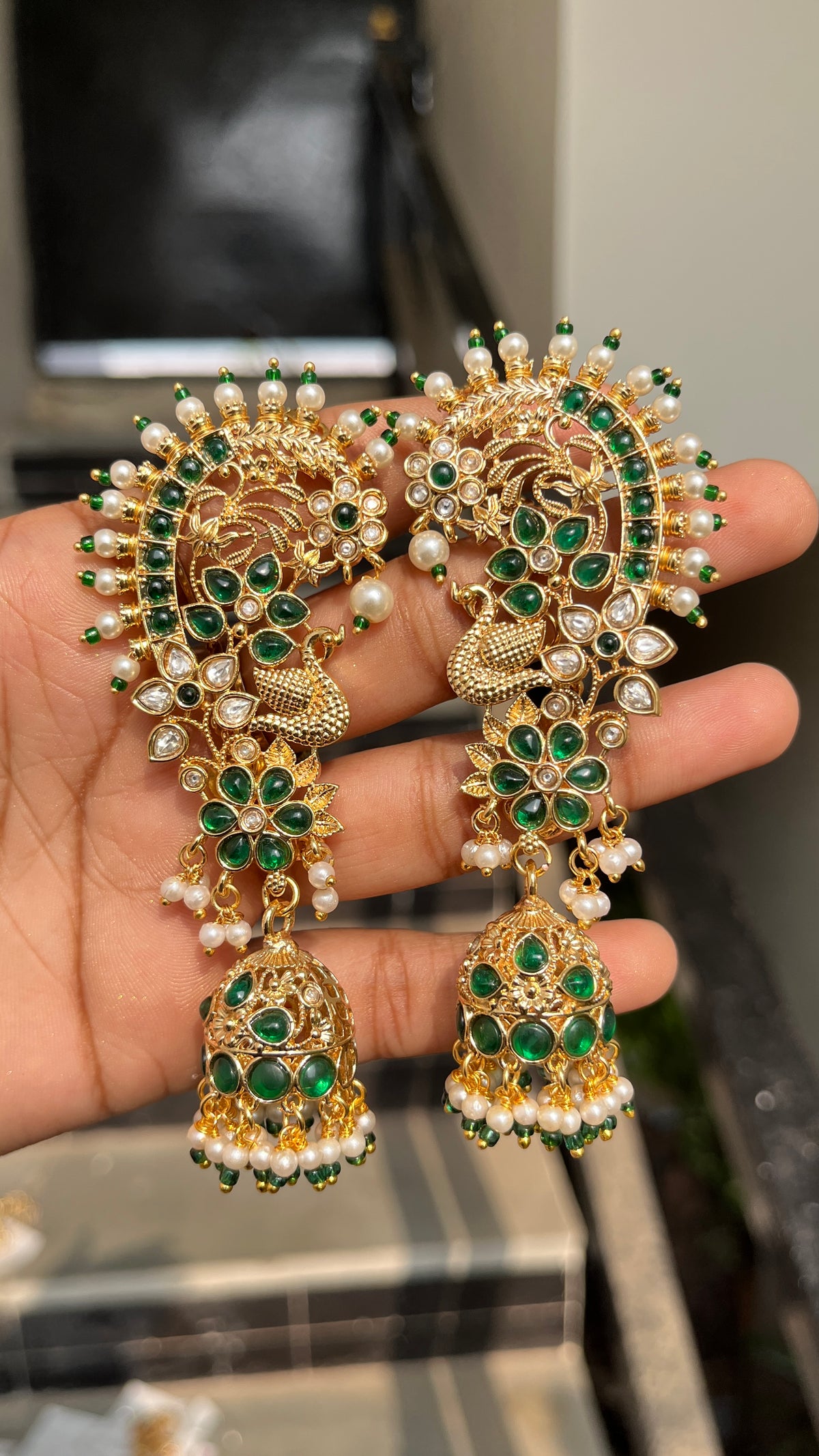 Premium Emerald Peacock Ear-Cuff