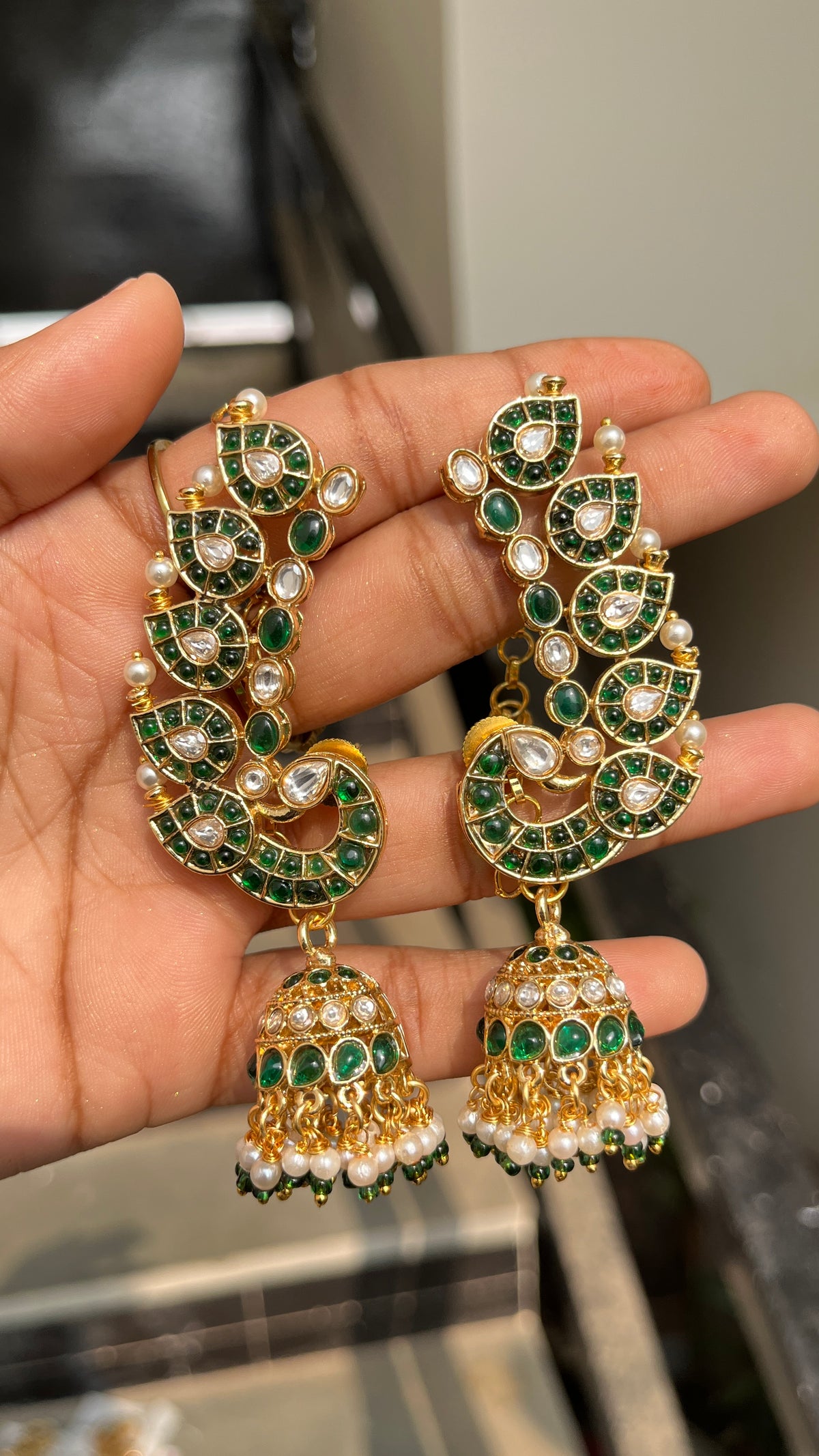Premium Emerald Peacock Ear-Cuffs