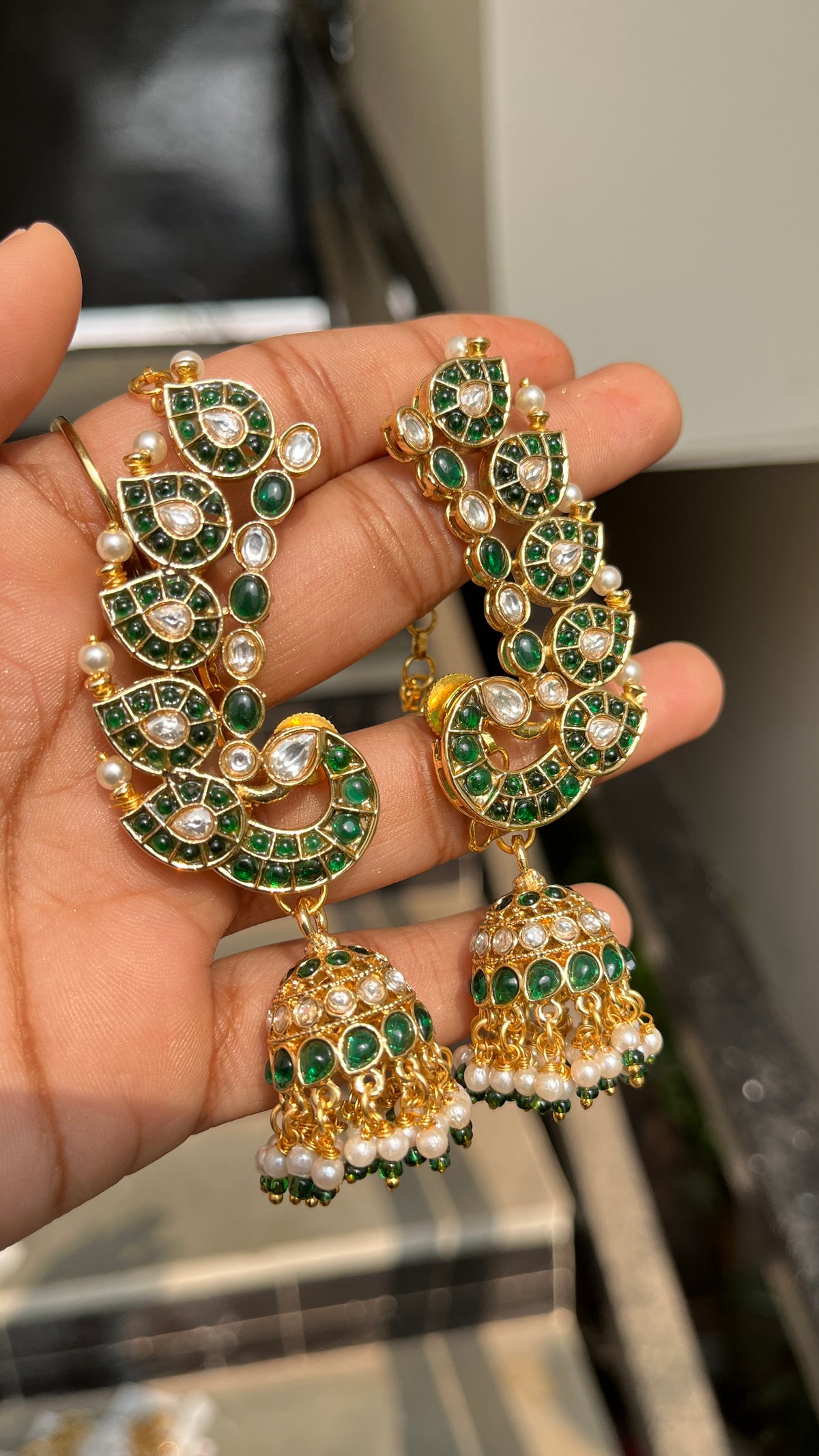Premium Emerald Peacock Ear-Cuffs