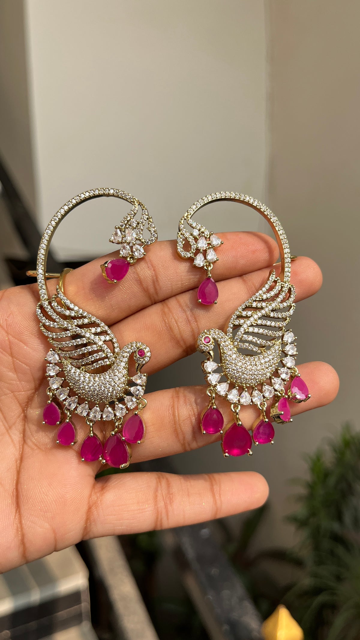 Royal Peacock Ruby Drop Earrings