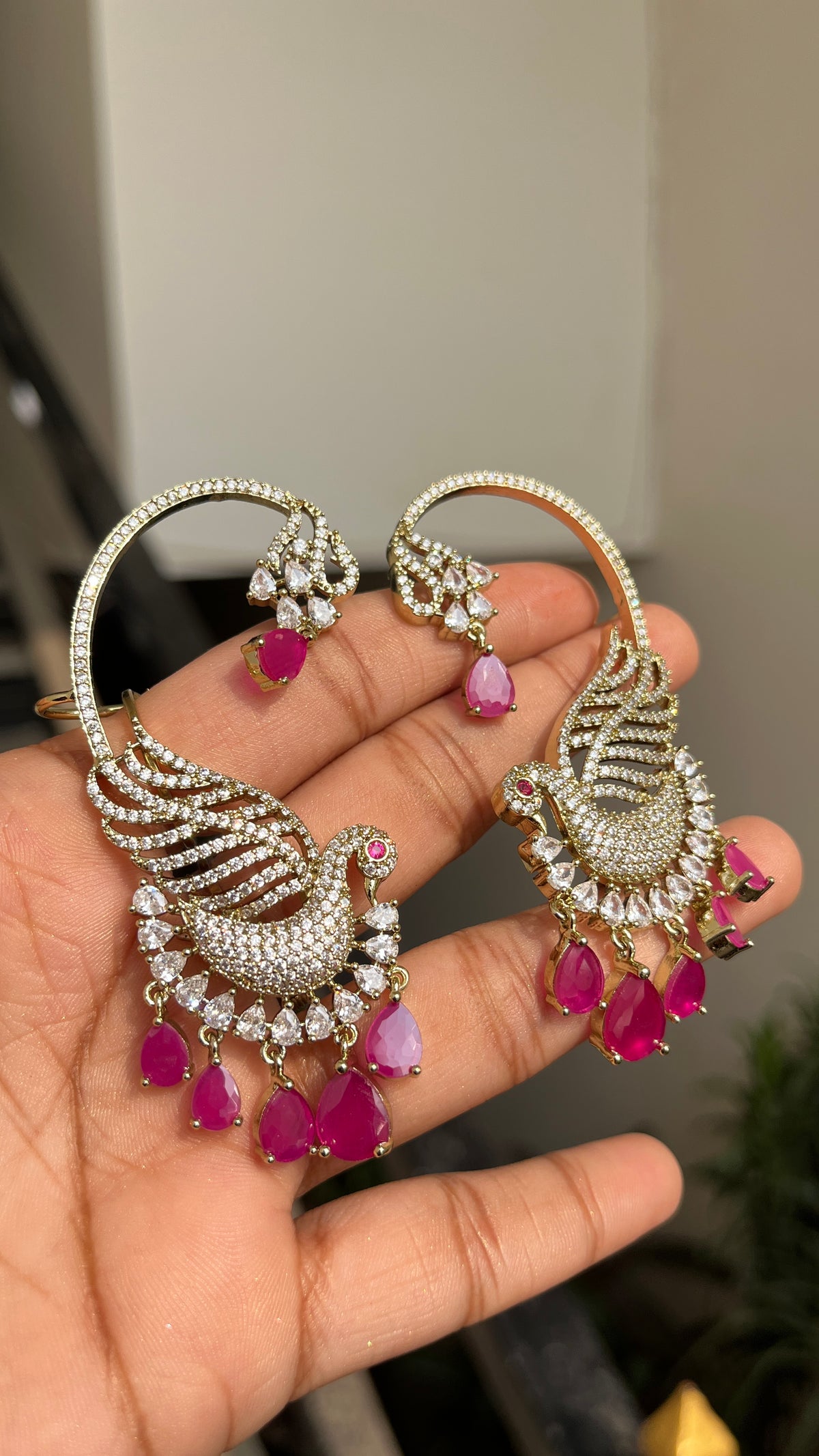 Royal Peacock Ruby Drop Earrings
