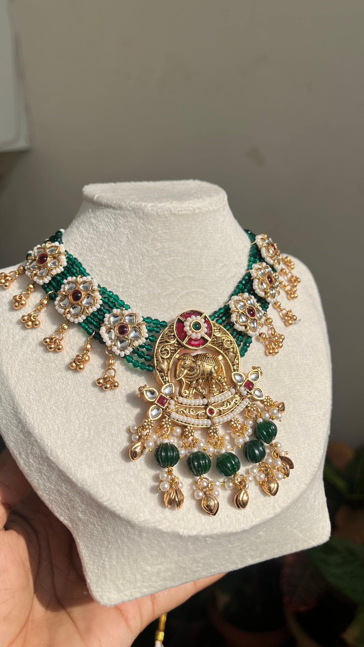 Emerald Rajwada Necklace Set