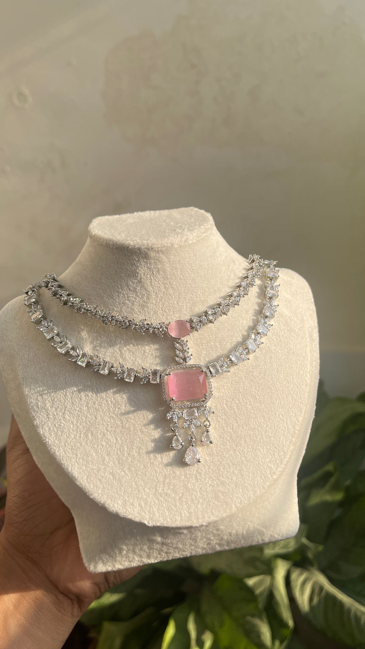 Baby Pink Diamond Diva Necklace Set