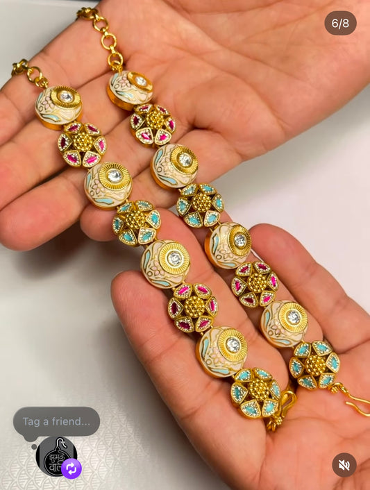 Royal Antique Meenakari Gold Plated Gajra Set (pair)