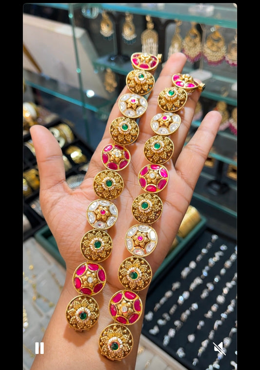 Royal Antique Meenakari Gajra Set (Pair)